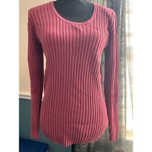 GAP Maternity Ribbed Knit Top Long Sleeve Fitted Burgundy Small S/P